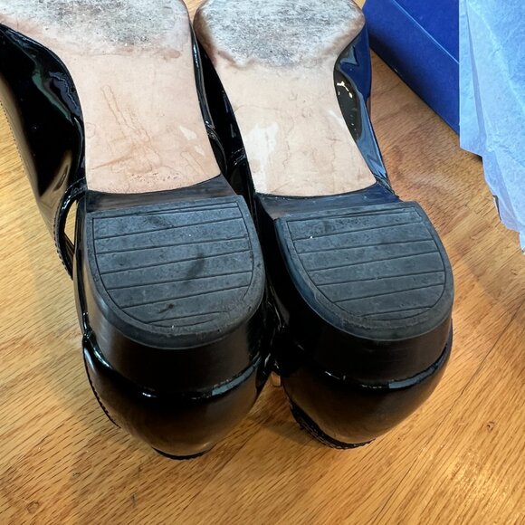 Stuart Weitzman 'Chitchat' Peep Toe Black Patent Leather Ballet Flats ~Size 11~ - Picture 7 of 10
